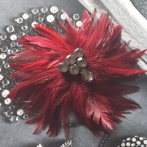 Burgundy Wine Feather Brooch
